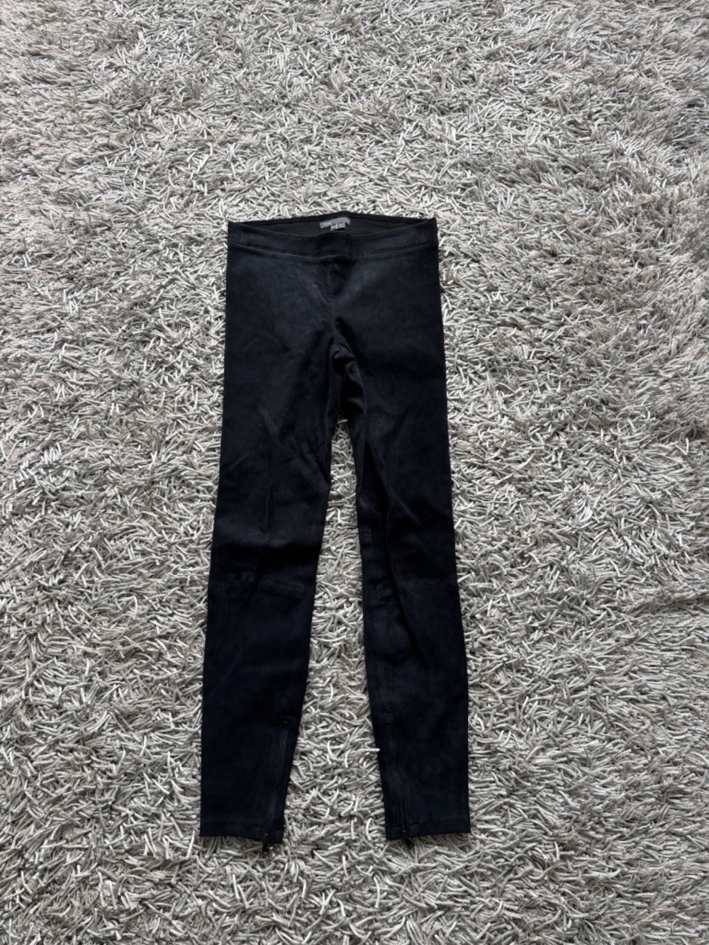 Vince Suede Lamb Leather Pull On Leggings Mid Rise Dark Navy Sz S❤️